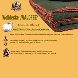 Wolldecke „WALDFEE“ aus 100% hochwertiger Schafschurwolle